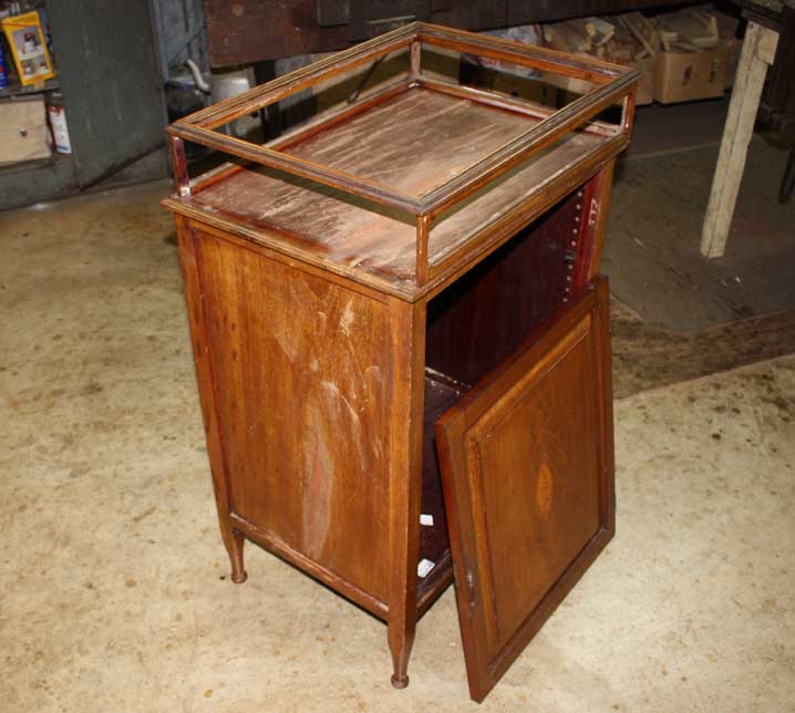 antique timber Glass Top Cabinet